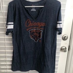 Chicago Bears V-Neck T-Shirt Navy Blue Size XL